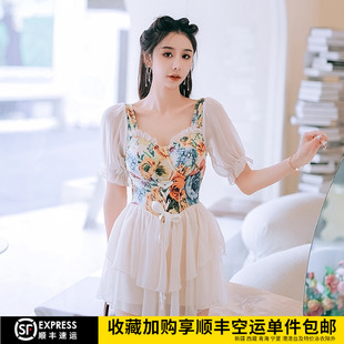 泳衣女夏连体裙式 泳 200斤q胖mm学生韩国ins显瘦遮肚温泉保守大码