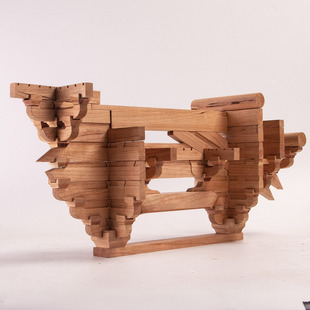 古建筑佛光寺东大殿山侧柱头斗拱榫卯结构积木中式X益智拼装摆件