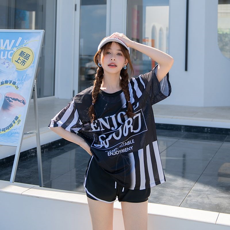 运动款泳衣女微胖女孩遮肉分体保守学生2024新款爆款泡温泉游泳装
