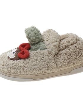 棉拖鞋女冬季情h侣居家用室内可爱卡通防滑保暖包跟毛绒月子棉鞋