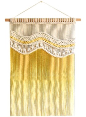 【稻香】手工编织染色黄色渐变挂毯简约民宿客栈遮电表箱装饰挂画