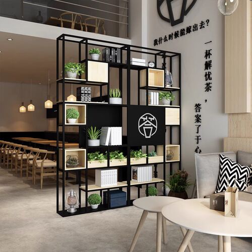 铁艺隔断屏风置物架办公室隔断墙酒店餐厅K展厅装饰工业风隔断架