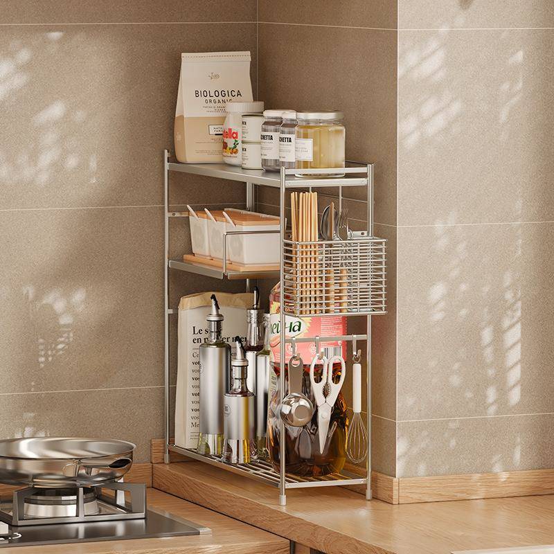 034不ZM92锈钢厨房调料架台物面多层置架料调味油盐酱醋收纳架佐