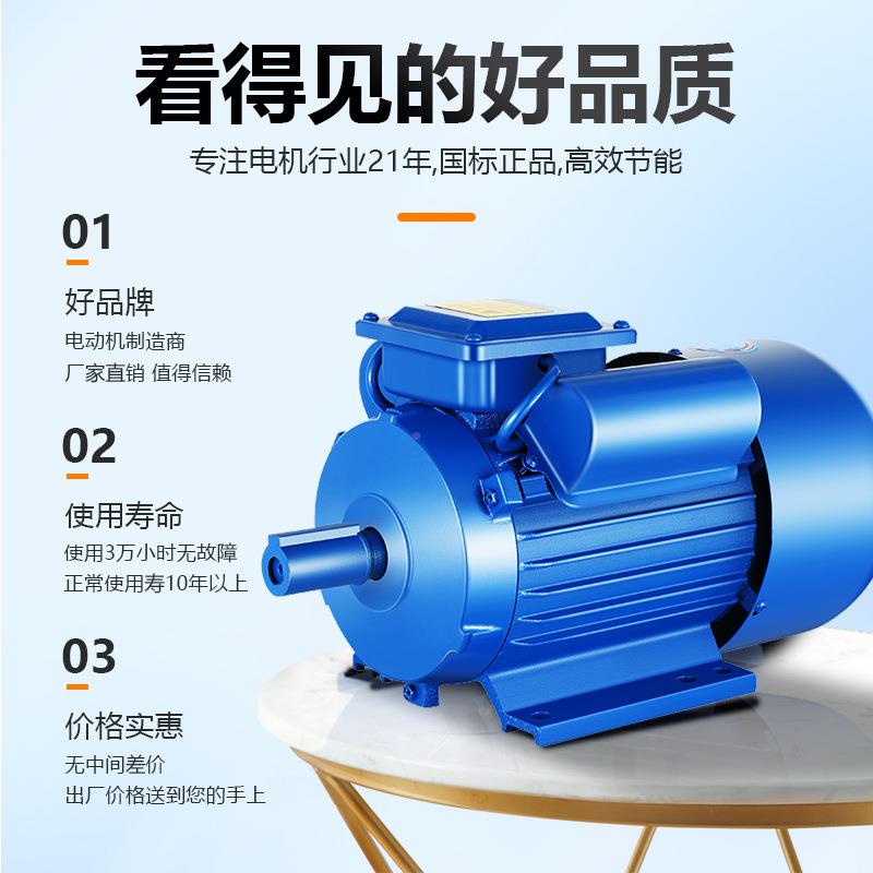 标单相电动机家用220V/5大功YL90L-2率1.5/2.2/国3.05.小型全铜两