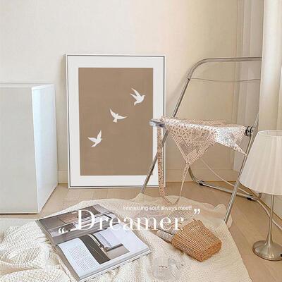 飞鸟北欧客摆厅沙发背柜景墙装饰画抽象QB202311动物斗原木风卧室