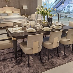 美式平衡之美餐桌kcara现代轻奢简约新美式实木餐桌椅家具长方形