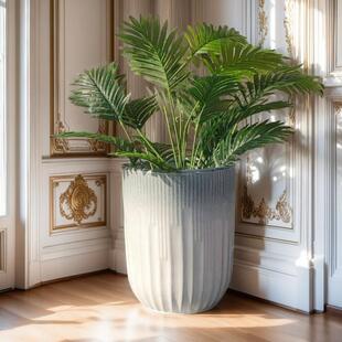 网发红花盆陶瓷新款条纹大号高树颜室值内阳台庭院盆栽财DN165465