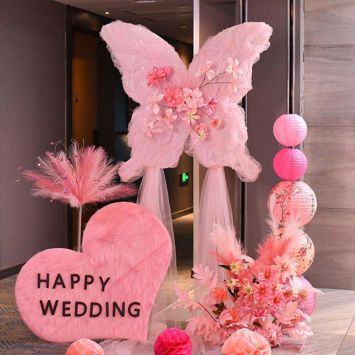 装浪漫梦幻套仿真纱花蝴蝶饰结婚幔蝴全蝶婚房布置030201求婚场景