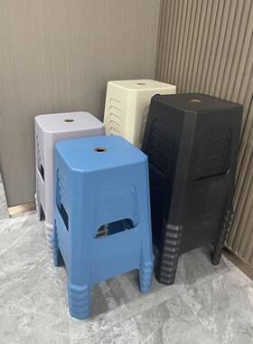 塑料凳子奶胶油风脚家居加成人板凳厚北欧中式成FBB人踩凳可叠放