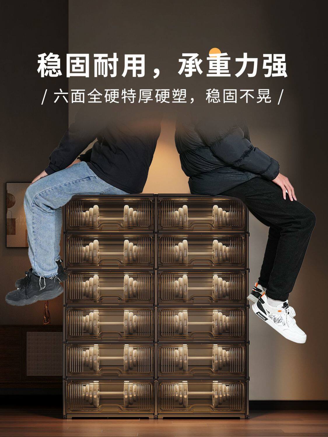 2025新款透明鞋柜收纳柜一体靠墙鞋盒家用入户门口多层鞋架子神器