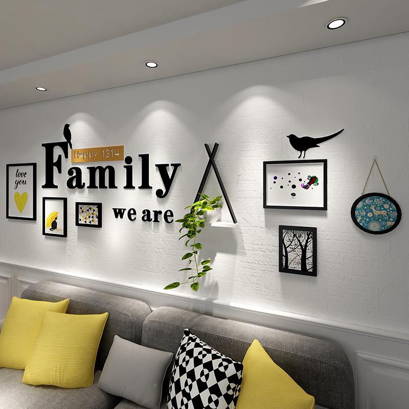 现代饰画大【6FM三钟墙装面组合画沙上发客厅墙相框墙配表软装创