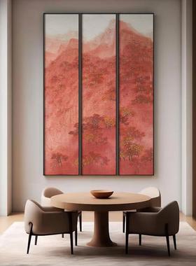 中新式酒售部红色背景墙长条组合店装饰画茶室书楼房WS-48禅意多