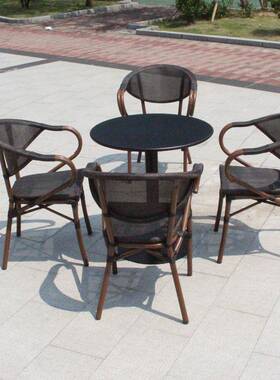 外SP-OC368桌椅组合铝合金特斯林布藤户编椅子室外闲奶茶店咖啡厅