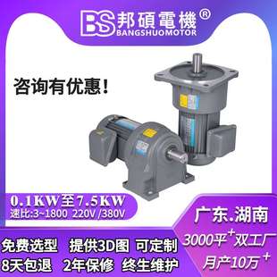 BS邦硕GV立式 GH三相异步刹车减速马达 单相齿轮减速电机750W卧式