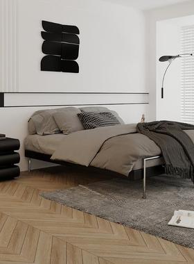 无床头背DNU皮床约现代中复古古风主卧简婚床小户靠型1.8米北欧极