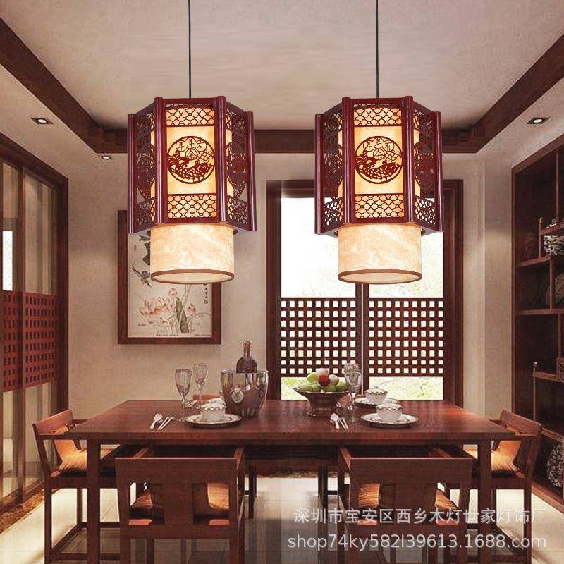 076004厅中式仿古木艺吊灯餐楼店酒火锅店灯户外茶走廊过道凉亭装