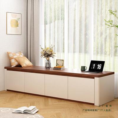 实木阳台柜收飘593窗柜落地柜矮柜卧储物柜窗台室柜纳柜可坐卡座