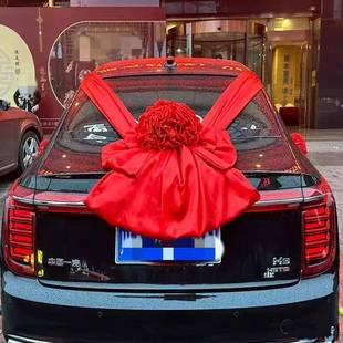 复古婚主婚车花头车布置红F99S9SS6迎绣球亲车队结装 扮大红球红绸