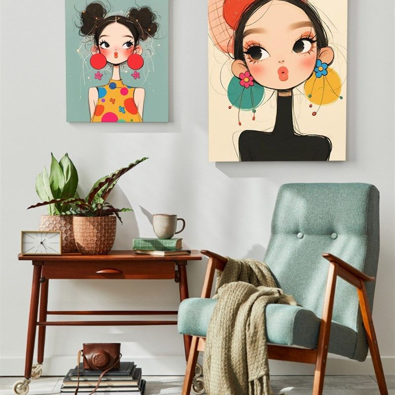 美式卡通玄关客厅卧室沙发多巴胺装饰画儿童房自愈系床头落地挂画,家居饰品,现代装饰画,淘宝优惠券,粉丝福利购,淘宝优惠卷