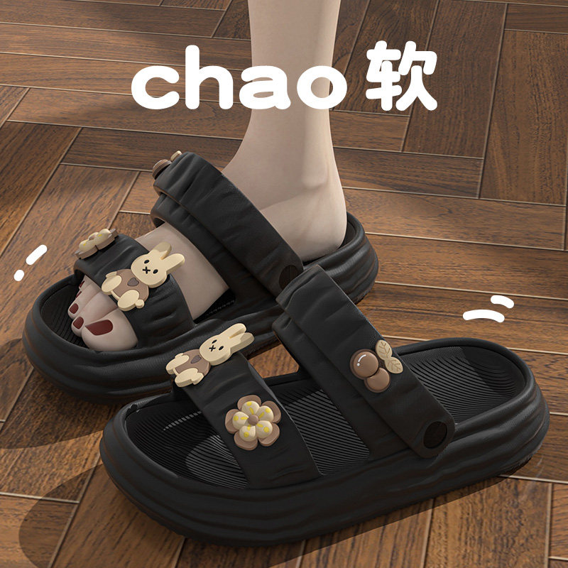 夏季外穿凉鞋女款2024新款户外防滑可爱厚底不臭脚沙滩凉拖鞋女士