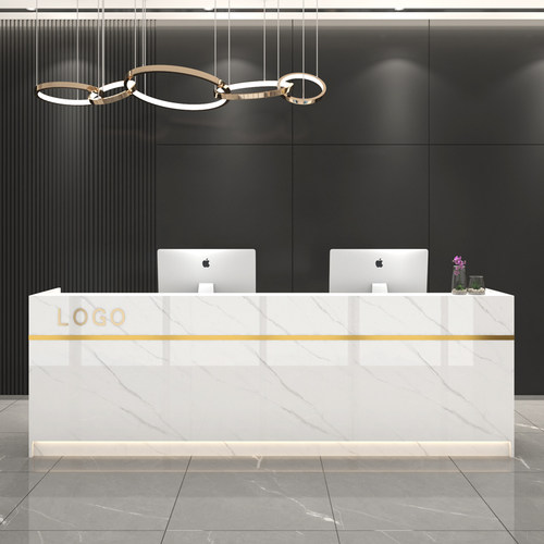 吧台收银台简约现代烤漆柜台公司服装店小L型店铺前台桌前台接待