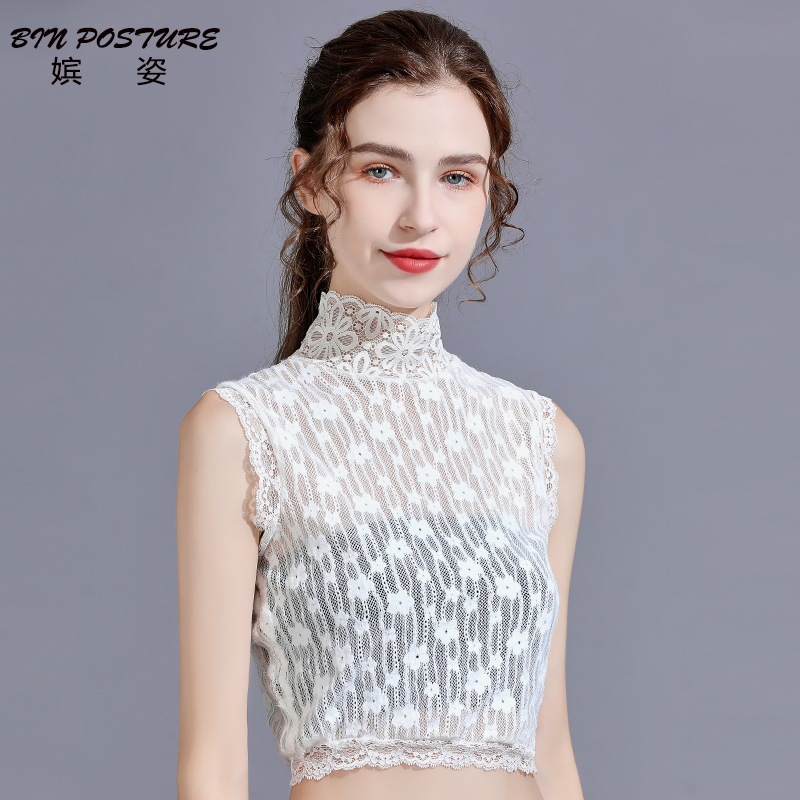 2021蕾丝半高领假领子女百搭假领配毛衣装饰花边堆堆领打底衫内搭