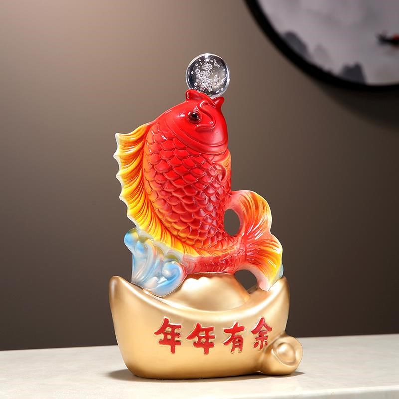 厂促招财锦鲤鱼摆轻厅电视酒柜办公件室桌面装客饰品奢摆件新