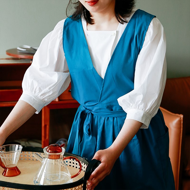 法式v领防水围裙2024新款网红厨房家用女士漂亮时尚罩衣时尚好看