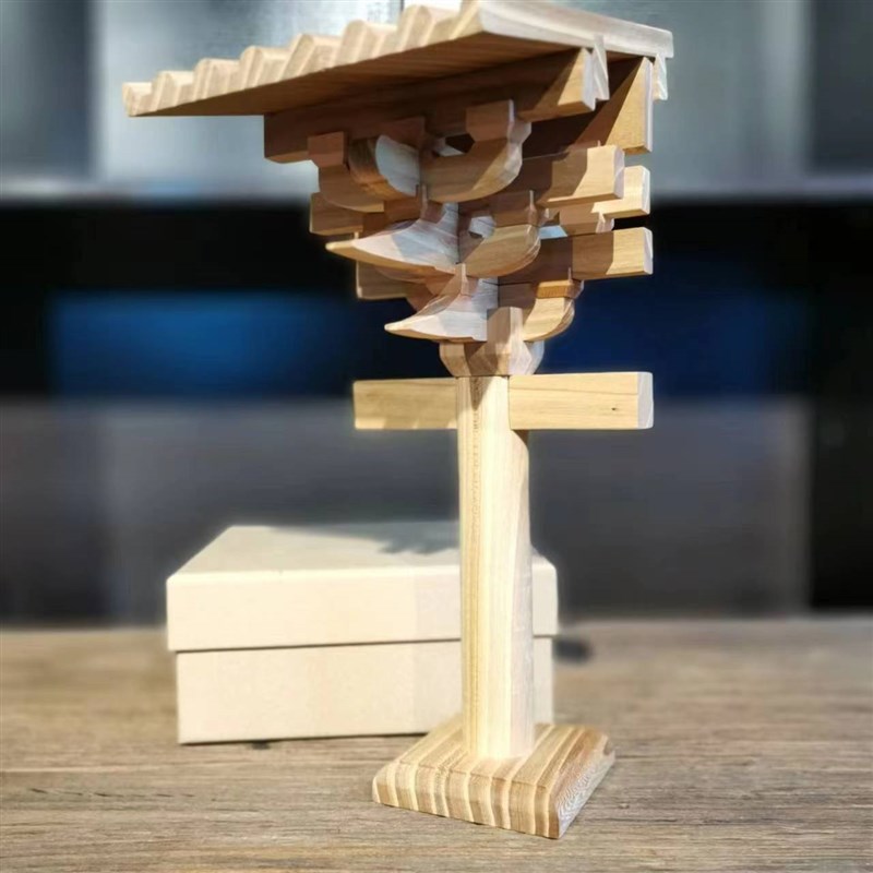 斗拱榫卯积木古建筑模型圣母殿下檐柱头拼装教具益智玩具文创摆件