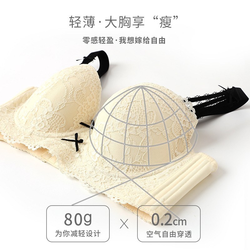 薄款大码女士大胸显小内衣 软钢圈75F80F85F90E95F大码白色文胸罩