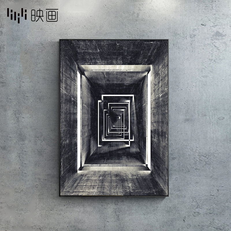 工业风装饰画空间延伸玄关画竖版走廊尽头挂画过道现代背景墙壁画图片