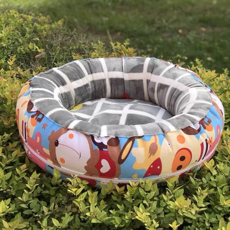 手工宠物用品圆形窝冬季保暖猫窝毛绒加厚可拆洗狗垫子