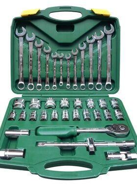 工具 37件套筒工具套装 汽修机修6角型套筒扳手Y组合工具箱