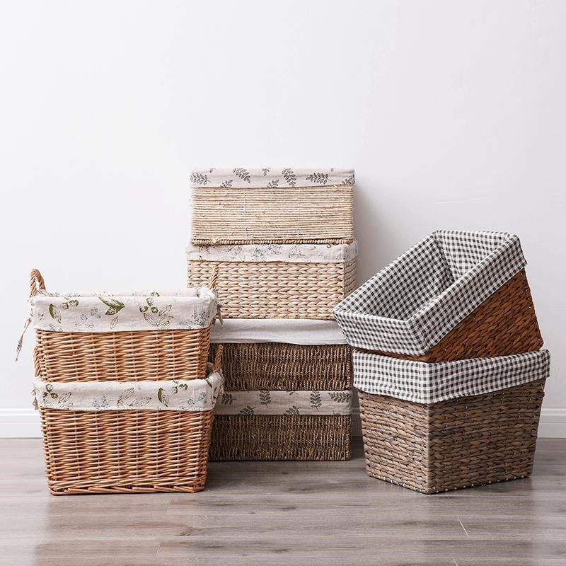 田园风草编藤编收纳筐手工编织收纳盒置物筐脏衣杂物布艺收纳篮,收纳整理,其他收纳篮,淘宝优惠券,粉丝福利购,淘宝优惠卷