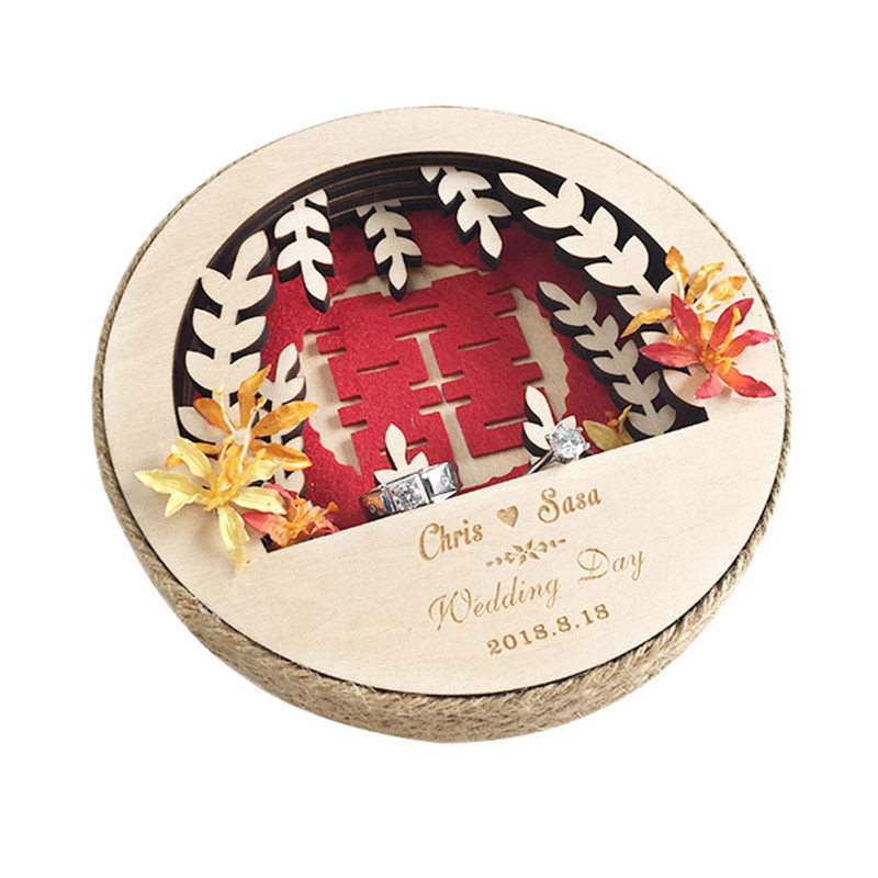 【喜平方】木蔓藤喜戒枕/手工婚礼戒托定制/中式戒座/戒枕