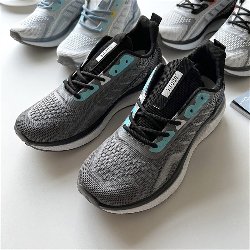 贸易公司单 飞织透气鞋面轻便减震回弹 夏季男士户外徒步运动跑鞋