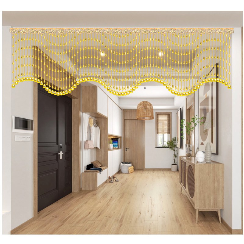 2025水晶珠帘隔断帘子客厅玄关装饰免打孔撑杆卧室葫芦门帘挂帘子