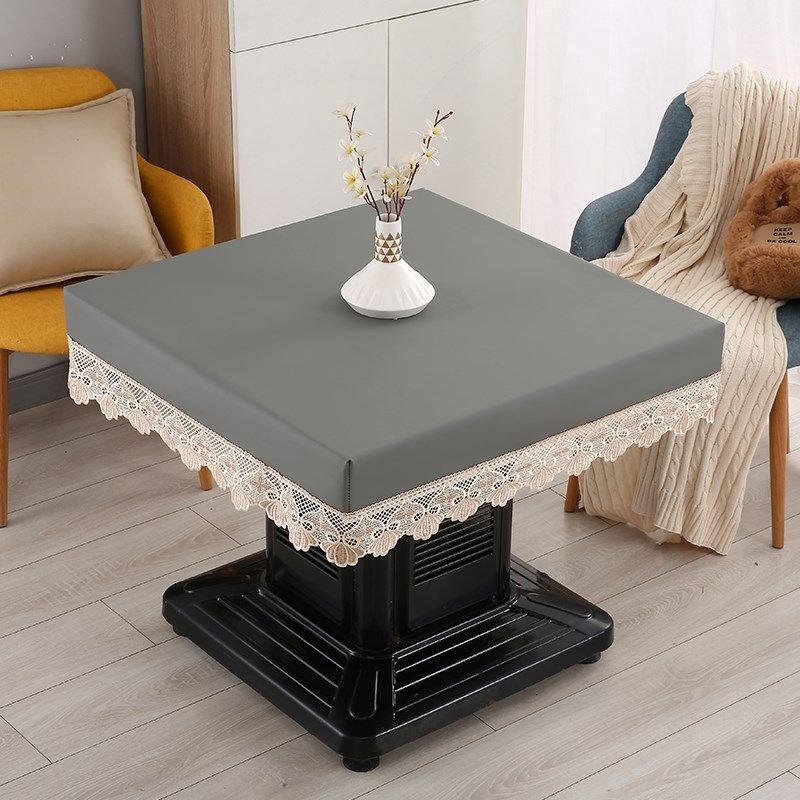 防水烤火电炉皮罩防油桌布免洗PU防尘皮套正方形防烫皮垫桌面罩套
