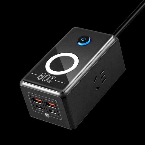 60W快充智能排插USB+C型接口插座 手机无线充电接线插板桌面拖板
