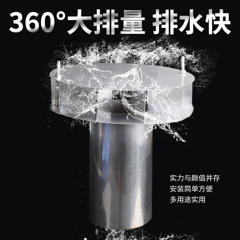 304不锈钢雨水斗87型重力直排落斗平板式漏斗下水管口侧排接水斗