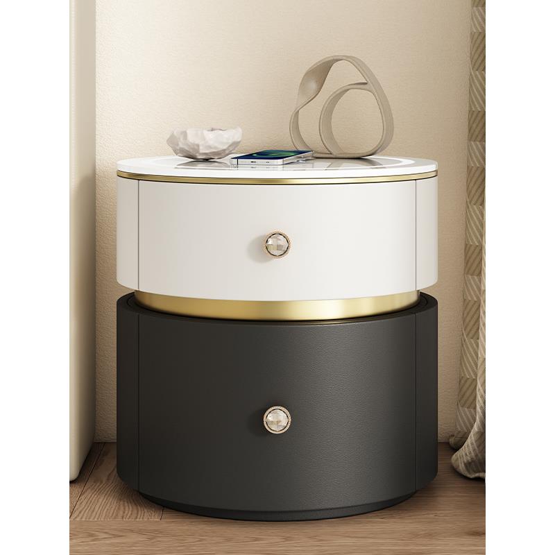 意式极简床头柜轻奢高级感实木床边柜现代简约卧室小型收纳置物架