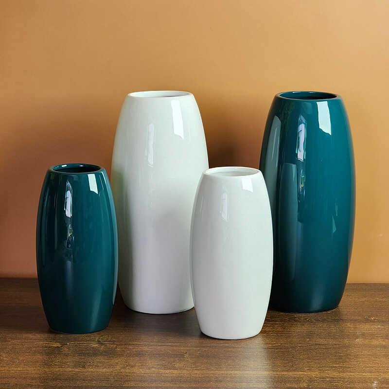 陶瓷花瓶摆件客厅插干鲜花富贵竹水培北欧简约白色绿色家居装饰品