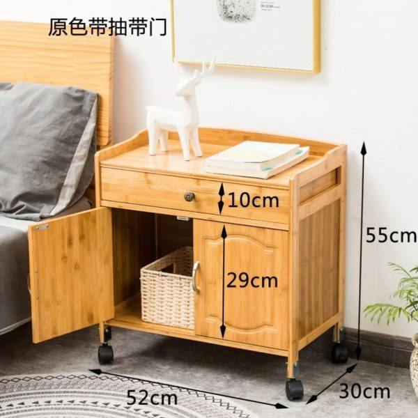 床头柜带抽屉床边储物柜卧室落地简约现代收纳柜客厅竹制沙发边柜