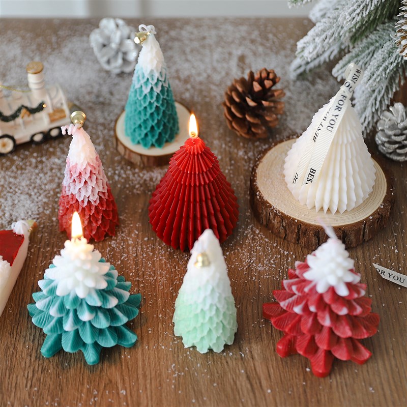 冬日浪漫圣诞树香薰蜡烛圣诞节礼物橱窗场景布置桌.面装饰摆件