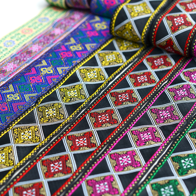 广西壮族服饰刺绣花布带 民族腰带壮锦花边布料 文创VDIY铺料面料