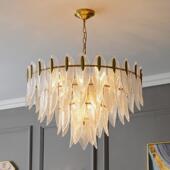 现代轻奢大气客厅吊灯时尚 意艺术776卧室灯饰创个性 餐厅叶璃片灯