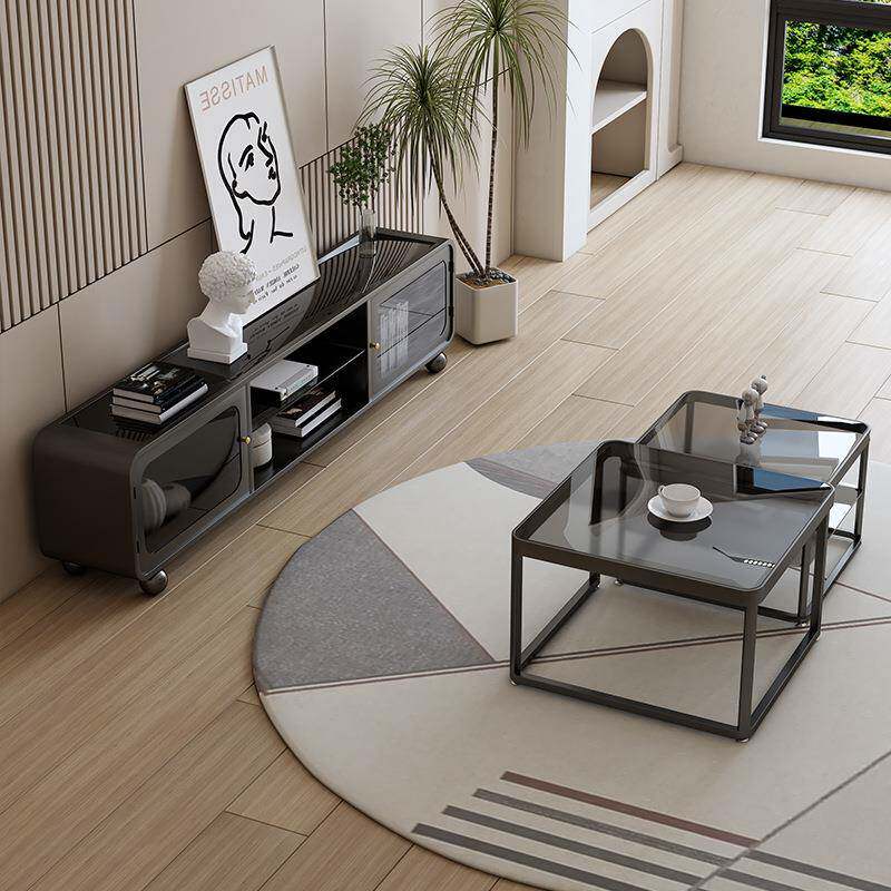 油用风玻璃茶约几电视DSG01柜组合家小户型轻奢简客奶厅落地收纳