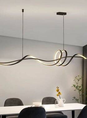 新款现代设计师极简餐厅吊灯长条简约个性led饭厅餐桌艺术吊灯