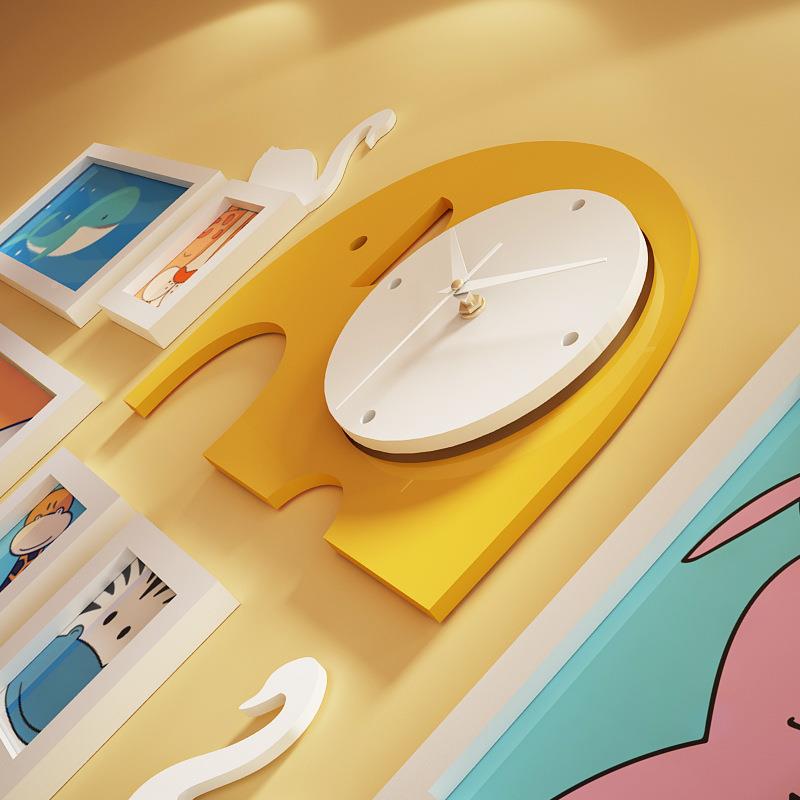 实木_6191_卡实木照片儿童组相合通相框装饰墙画大象6191真钟表可