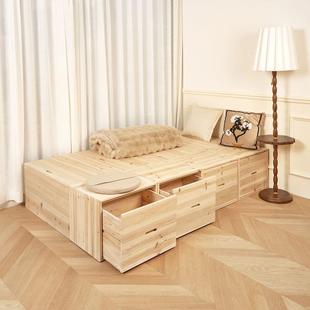 实木榻米木箱拼床榻储5345345物箱长方形箱收纳可坐窗拼接床飘加